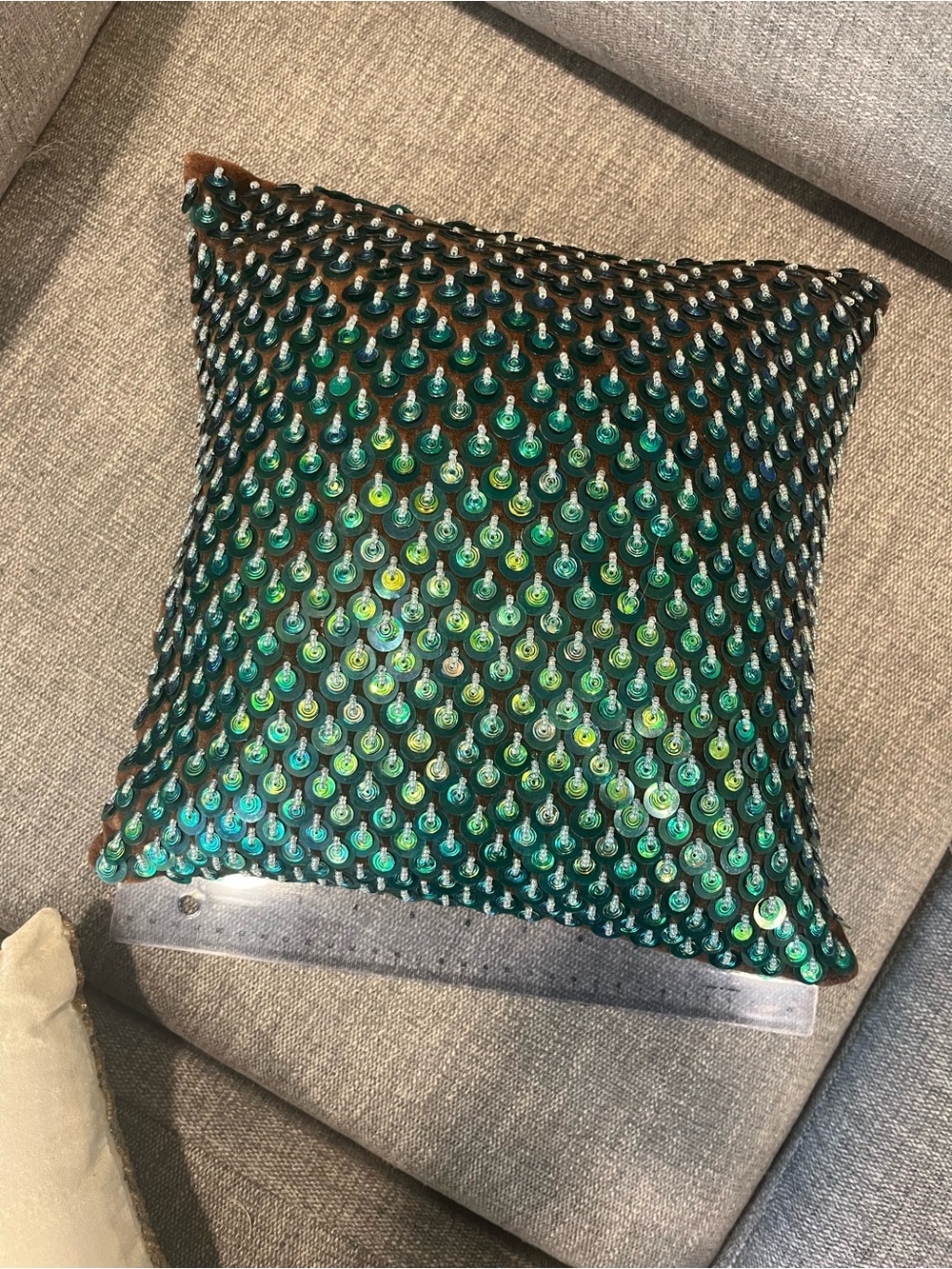 Green Sequin Decorative Pillow